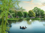 bên sông thuyền thôn nữ áo xanh nuôi gà khổ qua nhà tranh khói lam chiều