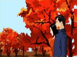 tình nhân bên nhau trong mùa thu lá rơi