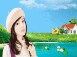 thôn quê, căn nhà với hồ sen,ngõ trúc, vườn chuối