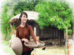 thôn nữ ôm nia, té nước