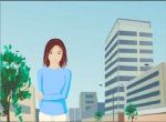 cô gáiđi dạo chờ đợi thành phố