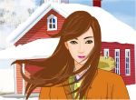 tuyết rơi vuốt ve chó