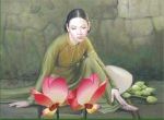 áo dài bên sen hồng