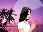 cô gái che dù đi trong mưa