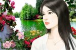 cô gái bên sông và ngọn cỏ gió đùa